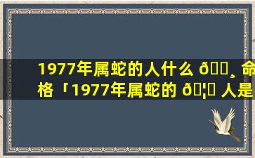 1977年属蛇的人什么 🕸 命格「1977年属蛇的 🦈 人是什么命」